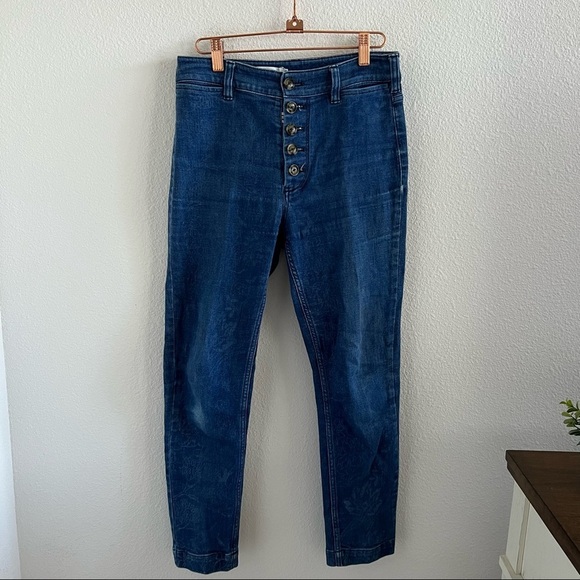 Pilcro & The Letterpress Button Fly Faint Printed Pants Printed Denim 26 - Picture 2 of 11